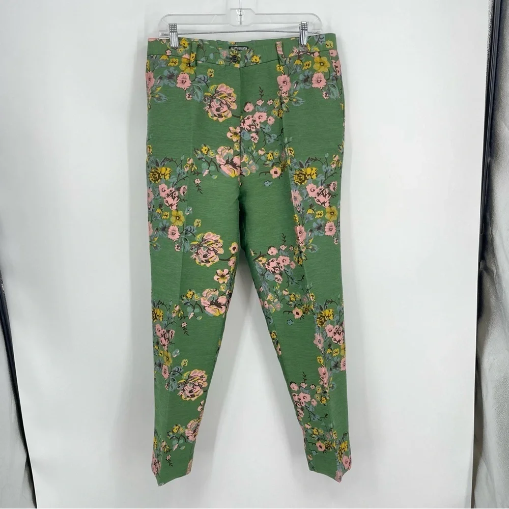 Sumissura floral jacquard green pants Sz 4‎ S